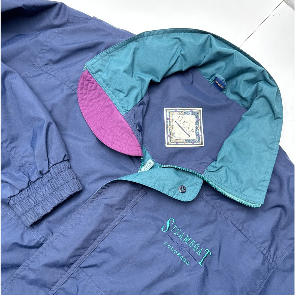 Vintage Gear For Sports Steamboat Colorado Windbreaker Jacket Navy Blue Men M